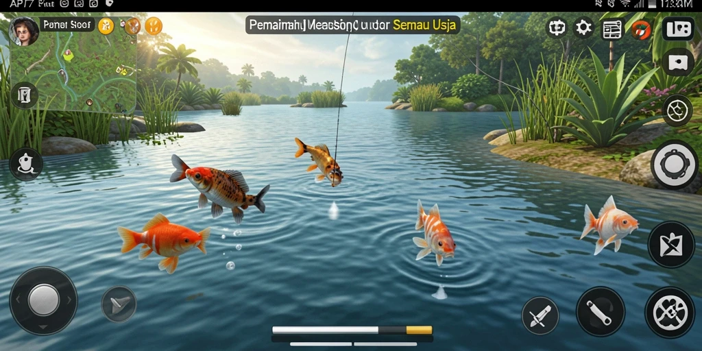 Tampilan gameplay seru di API77 saat memancing.