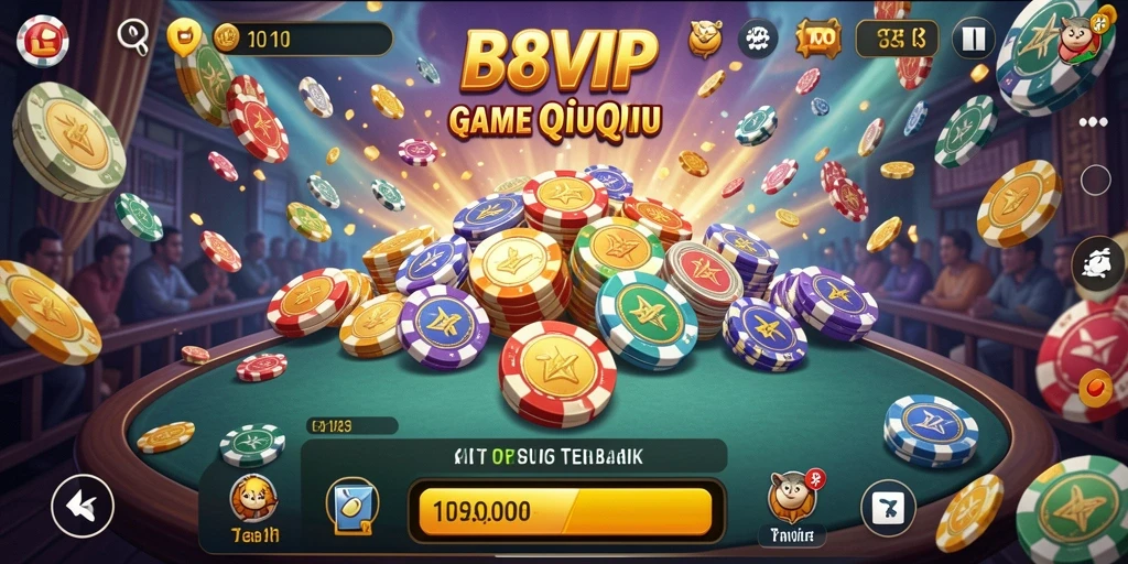 Screenshot B8VIP menunjukkan gameplay QiuQiu yang mengasyikkan.