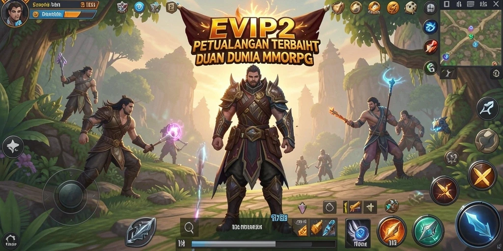 Tampilan gameplay menarik dari EVIP2 dalam dunia MMORPG.
