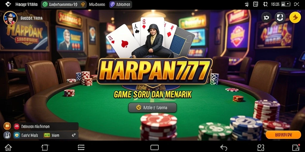 Tampilan utama gameplay Poker di HARAPAN777 yang menarik dan interaktif.