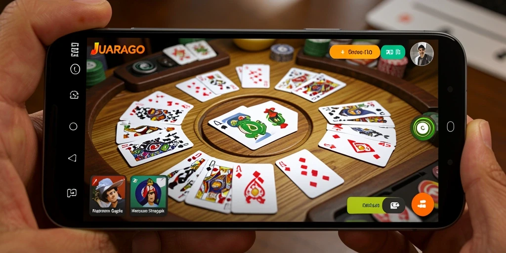 Screenshot JUARAGO menampilkan pemain yang tengah berkompetisi dalam permainan Gaple.
