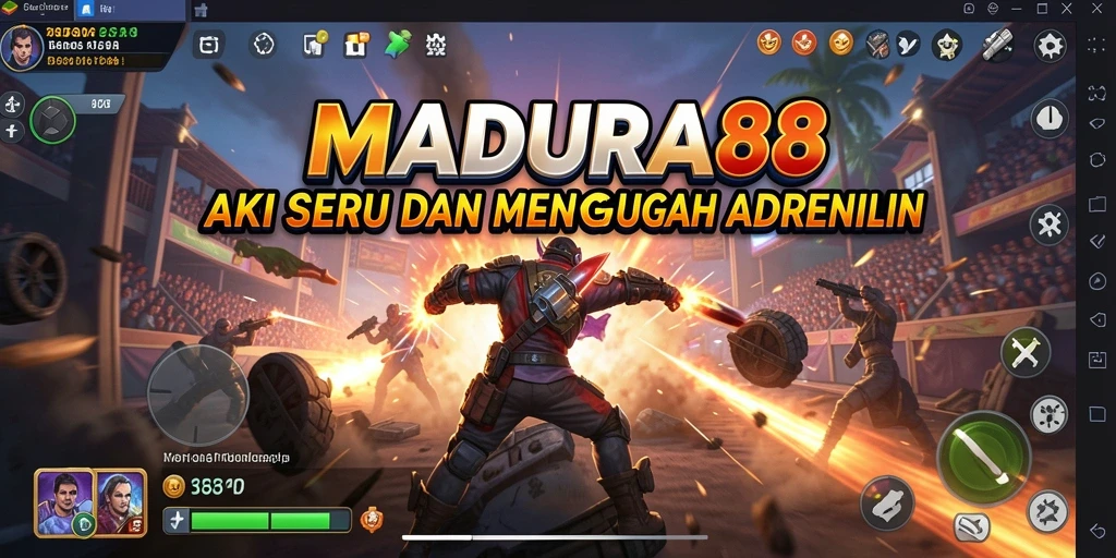 Tampilan gameplay menegangkan di MADURA88 saat bertarung melawan musuh.