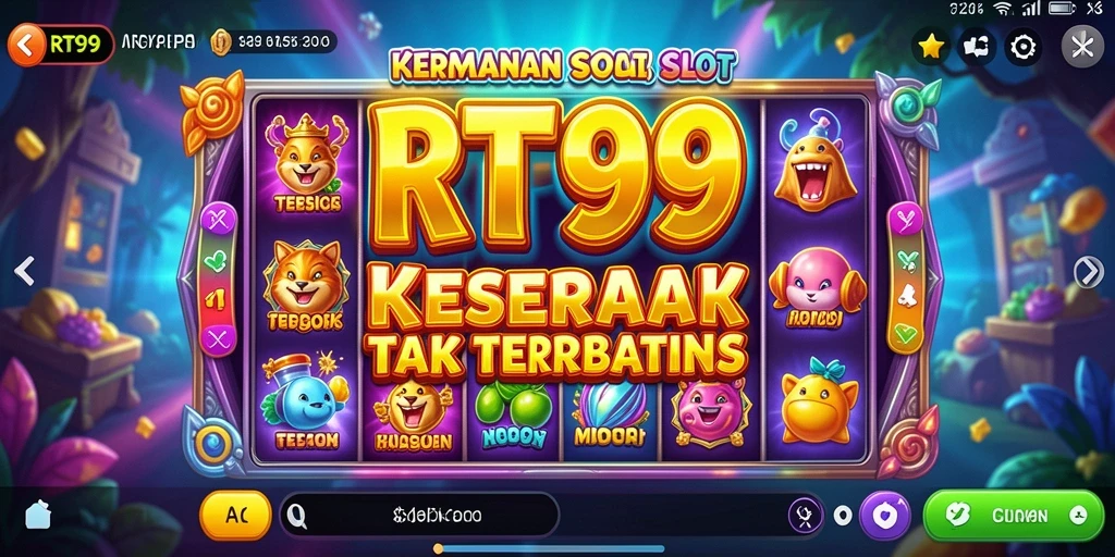 Tampilan gameplay slot RT99 yang penuh warna dan menarik.