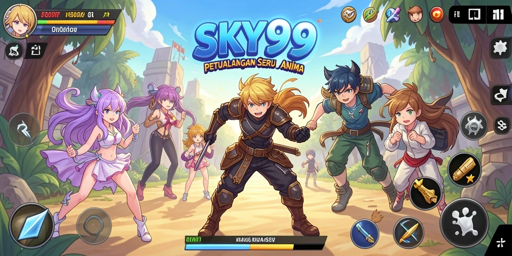 Tampilan menawan dari gameplay <strong>SKY99</strong> dengan karakter anime yang dinamis.