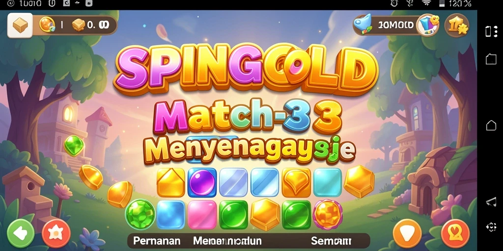 Tampilan seru gameplay SPINGOLD dengan elemen Match-3 yang menarik.
