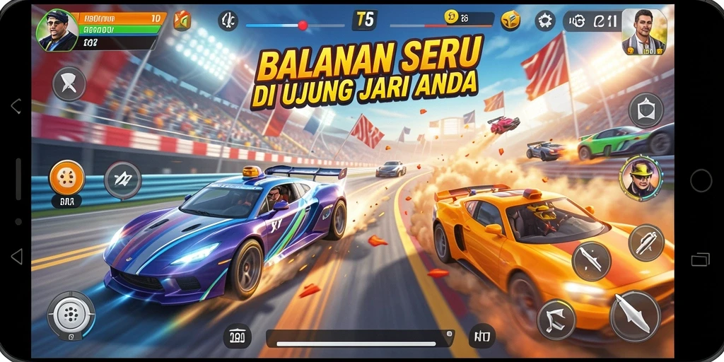 Tampilan gameplay T6 yang mendebarkan saat balapan.